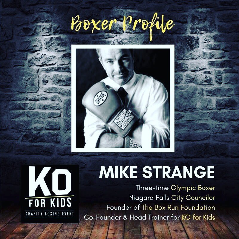 KOforKidsNF's tweet photo. BOXER PROFILE - Mike Strange. Mike is a highly respected NF city councilor, three-time Olympic Boxer, founder of @BoxRun2014 Foundation &amp; co-founder / head trainer for @KOforKidsNF taking place on April 12 at @sccniagara . Show him the love #KOforKids #kidsmatter #fightingforkids https://t.co/3H00jMd23y
