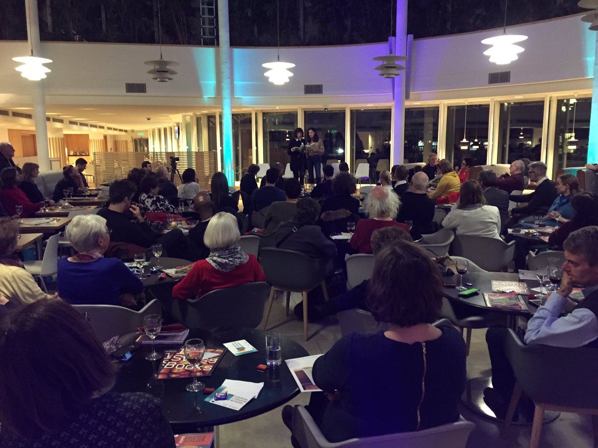 BiscuitsBooks's tweet photo. What a top top day of workshop and top TOP evening of cabaret: Swiss cabaret. Much to celebrate, much to enjoy: @niewview #michellesteinbeck @shauntranslates #michaelfehr in style @britishlibrary . Not to mention The Riveter and 12 Swiss Books. TOTES AMAZEBALLS!! https://t.co/TUoIf1HFX5