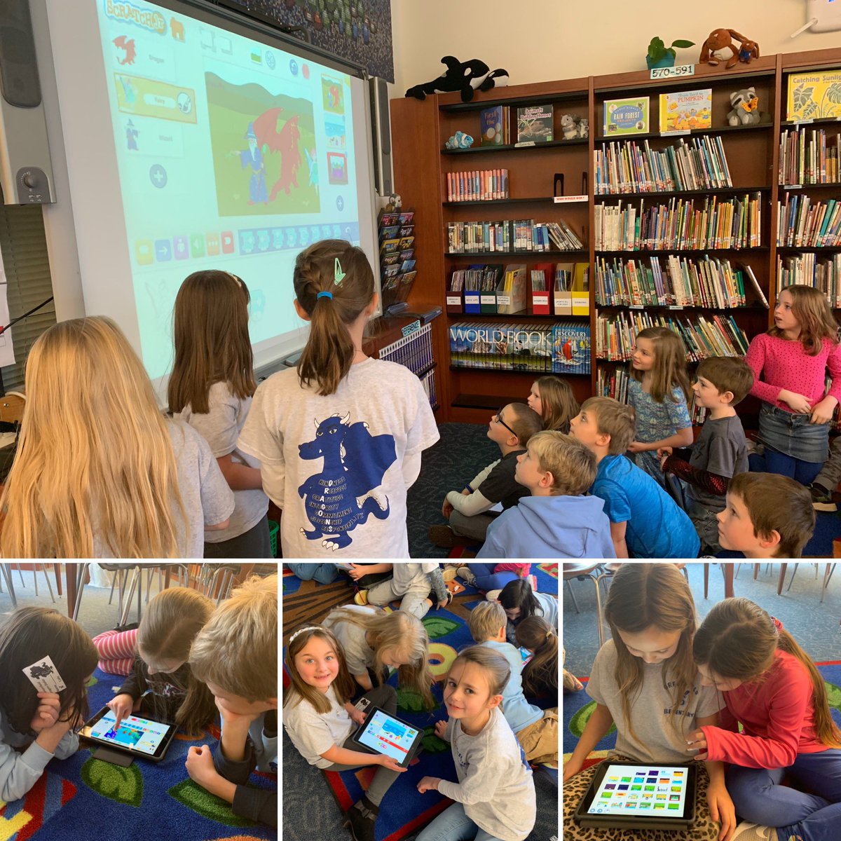 GreenfieldLMC's tweet photo. 2nd graders spent some time exploring Scratch Jr. today as part of Computer Science in Education week!  @scratch #CSEdWeek #HourofCode #CodingintheLibrary #coding https://t.co/7vL5lQFlIa