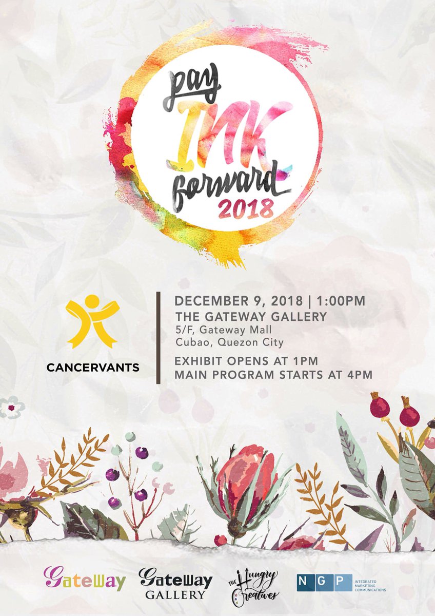 LNBuddies_twt's tweet photo. Pay Ink Forward 2018 is happening! 

December 9, Sunday at the Gateway Gallery, 1 pm. Main program starts at 4 pm. But we are encouraged to go early so we can still buy artworks which are not yet sold during the bidding period. 

@CANCERvantsPH #PIF2018 #PayInkForward2018 https://t.co/NSJxtbHaPx