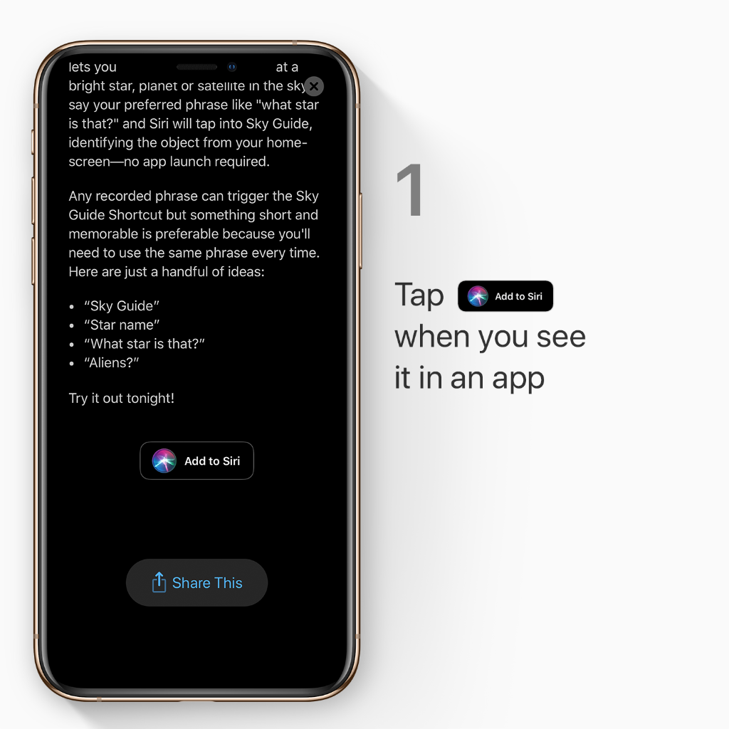 Step 1: Tap Add to Siri when you see it in an app