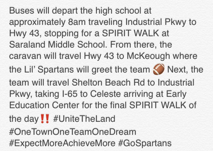 SaralandSchools's tweet photo. More than a TEAM❗️
More than a GAME‼️
It’s COMMUNITY❗️
It’s UNITY ❗️Join the SPARTAN SPIRIT SEND OFF on Thursday, December 6, 2018. Show you SPARTAN SPIRIT along the route❗️See pictures for details❗️@shs_it @GoSaraland @SaralandHigh @SaralandMiddle @SaralandElem @SaralandEarlyEd https://t.co/wfwPT2mvGC