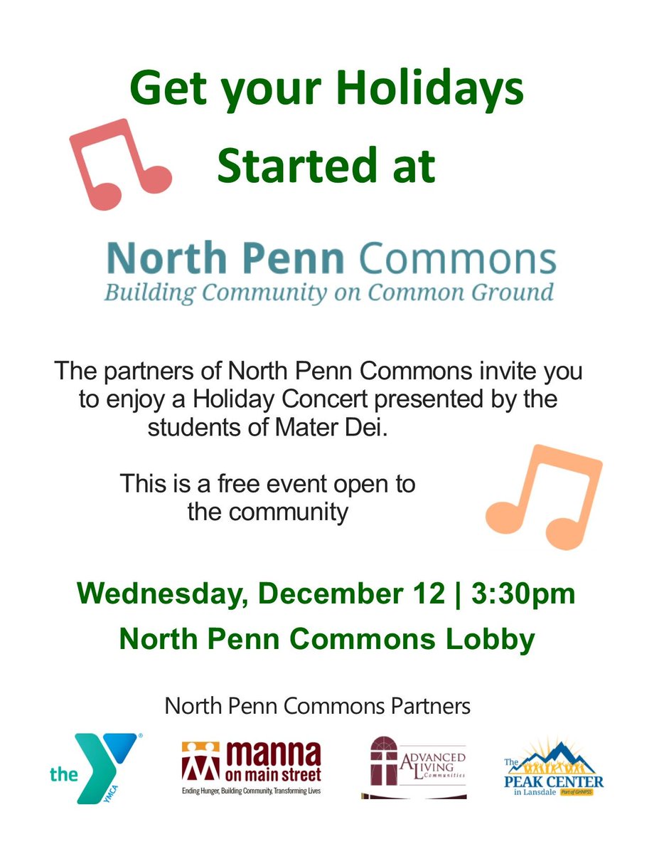CommonsPenn's tweet photo. We are having a holiday concert on 12/12 in our lobby. Please join us if you can! #buildingcommunityoncommonground https://t.co/voqHjI8Kr2