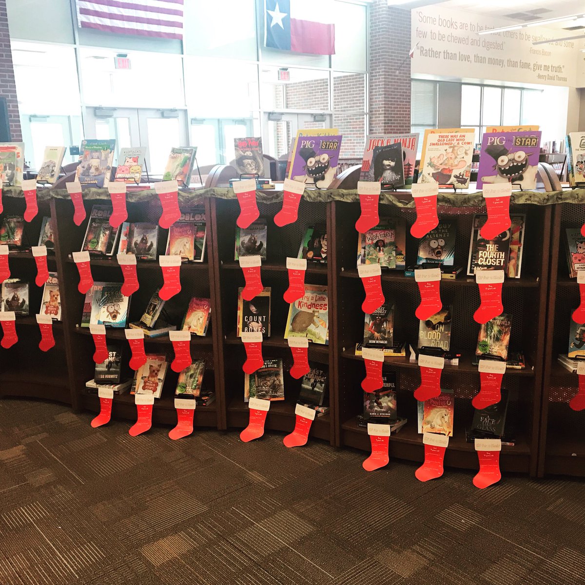 melissaeverhart's tweet photo. Our community service project starts today at the Heritage Library Book Fair! Purchase a book from a child’s wishlist and Be the Elf! #misdproud https://t.co/3eNS43y3tF