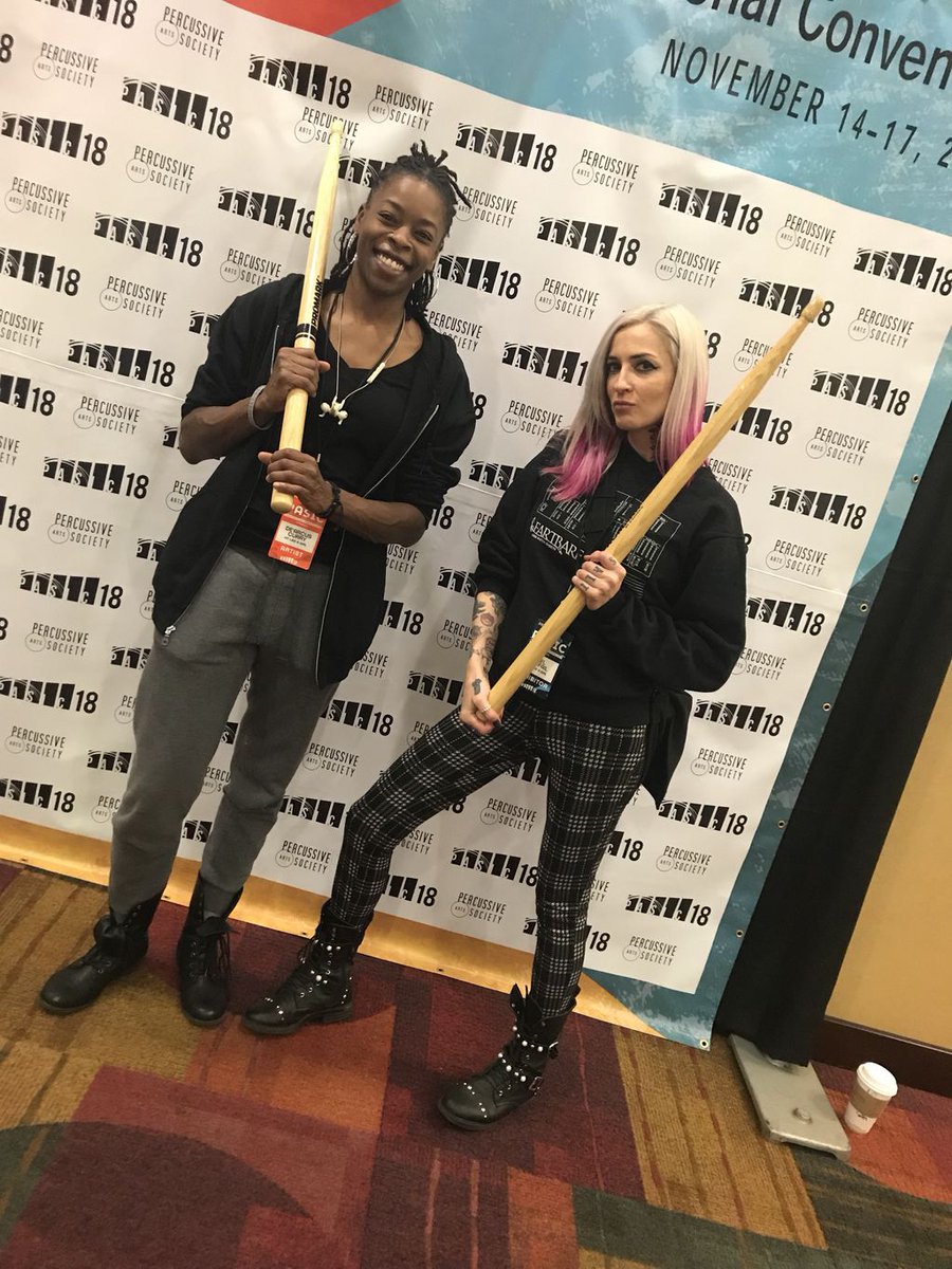 HLAGcontest's tweet image. #wcw double trouble with De’Arcus Curry and @MotleyMel at @PASIC last month.
🤘🏻🥁💕
#pasic #percussiveartssociety #femaledrummers #hitlikeagirlcontest #hitlikeagirlcontest2019 #doubletrouble #inspirationalwomen #uplift #believe #strongwomen