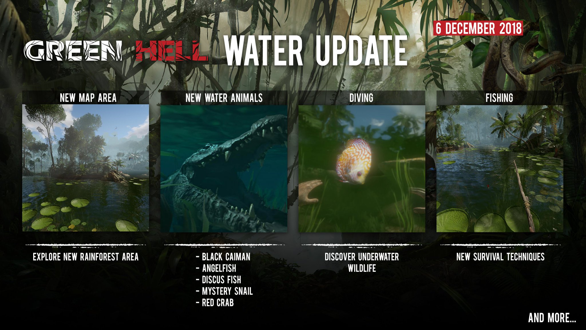 Green Hell Good News Adventurers The Water Update Will Include A New Passive Mode For Those Who Want To Focus On Survival A New Map Area New Creatures Fishing Diving