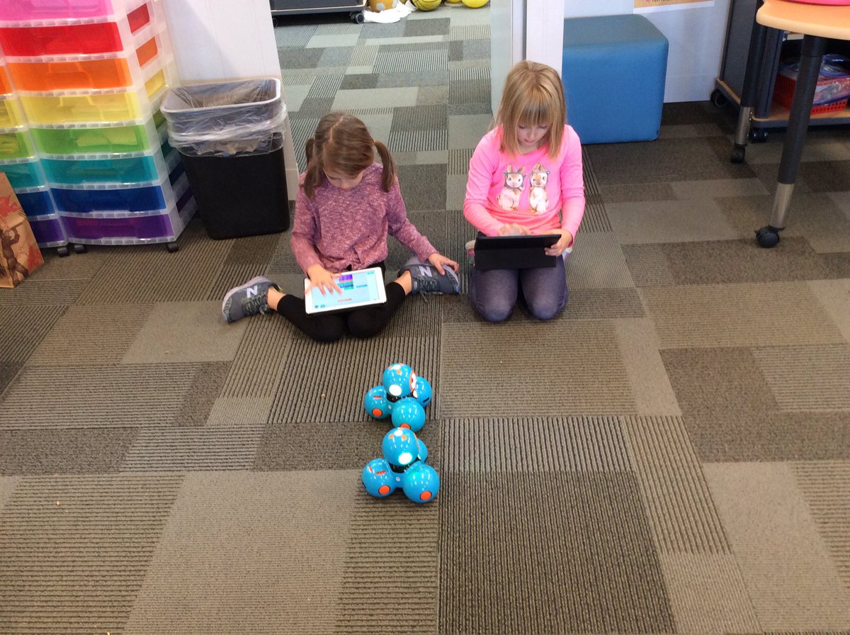 HaasErika's tweet photo. Coding their routines for the #dashdanceparty. You know they’re loving learning when they volunteer to give up recess to finish their coding. @WonderWorkshop https://t.co/cs1zpRFfAH