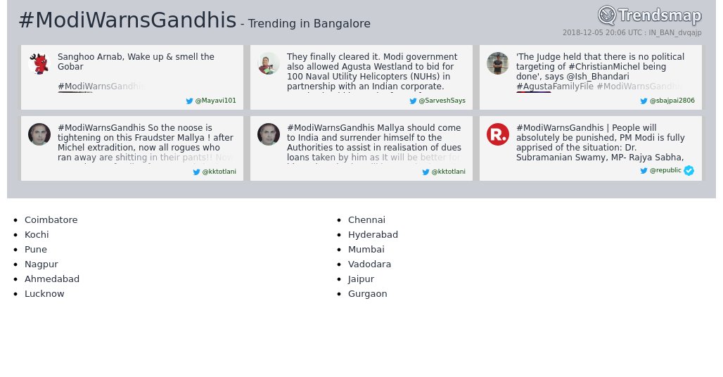 #modiwarnsgandhis is now trending in #Bangalore

trendsmap.com/r/IN_BAN_dvqajp