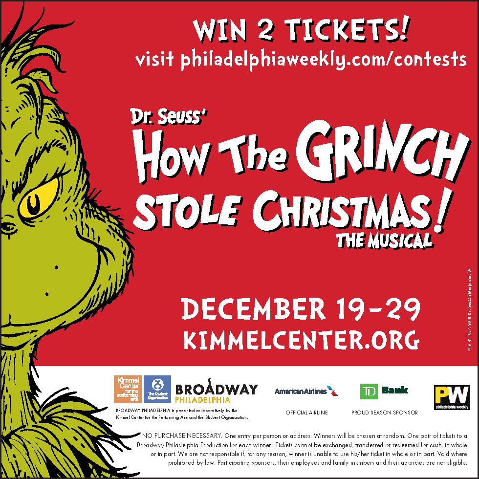 PWpromos's tweet photo. Win 2 ticket to see Dr. Seuss’ How The Grinch Stole Christmas! The Musical  https://t.co/J1Lk6pN2cx @KimmelCenter https://t.co/IkXnDbNJj3