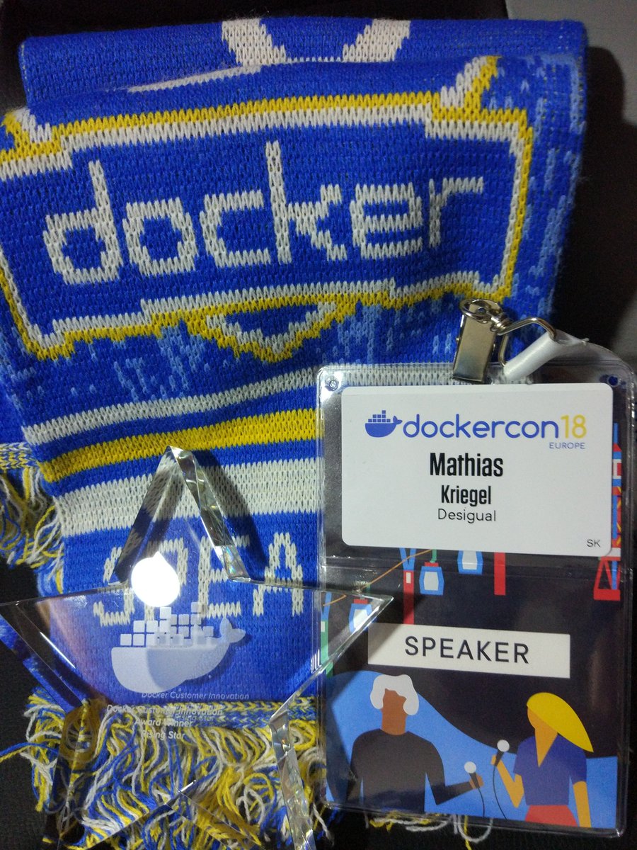 mathkrieg's tweet photo. Simply WOW! What a ride it has been @DockerCon, an amazing event, an awesome community @Docker, customer innovation #risingstar award winners, our first #dockerselfie with @BettyJunod &amp; @i_am_davidf, ty all for this experience! La Vida es Chula @desigual https://t.co/ZAhO35rEkF