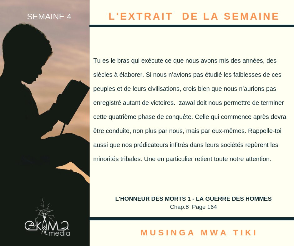 EkimaMedia's tweet photo. RECAP' LES EXTRAITS DU MOIS
Dans L'Honneur des Morts 1 de @MusingaTiki 
Bonsoir à Tous, 
On ne s'en lasse jamais...Revisitions ensemble les extraits du mois dernier. 👇👇
Bonne lecture et excellente soirée. https://t.co/auL3a3cvRd