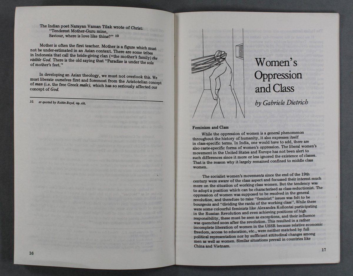womenslibrary's tweet image. Object 17

&apos;Women&apos;s Oppression and Class&apos; by Gabriele Dietrich in &apos;Women in Asia: Status and Image&apos;, ed. by Mary John Mananzan, 1979.

Do you have any memories, emotions or stories you can share in response to this object?

#DecodingInequality