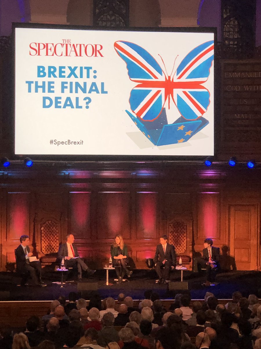 rogerhmills's tweet photo. A lively debate at the #SpecBrexit event. No-one here is a fan of May’s plan apart from @RoryStewartUK 😉 Good to hear some different arguments, and strong Brexit thoughts by @DominicRaab https://t.co/7Swl97jAFn