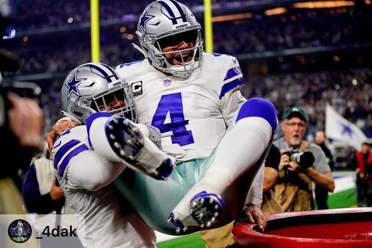JonahJavad's tweet photo. Ezekiel Elliott was fined $13k for putting $21 — and Dak Prescott — in the Salvation Army kettle on Thanksgiving.

I asked Zeke today if the NFL should donate that money to @SalvationArmyUS.

Zeke: “Yeah. I think they should.”

I think so, too. #DallasCowboys https://t.co/md75hZqaQP