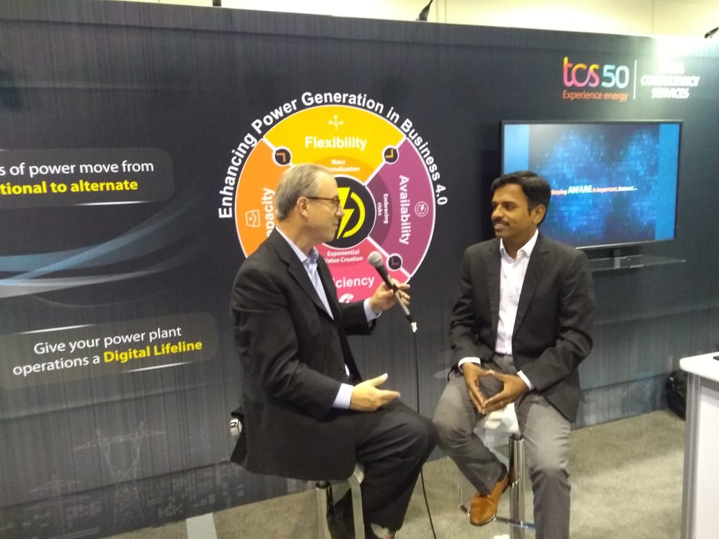 RajKrithika's tweet photo. . @Rajashan_in in conversation with @HarryForbes from @arc_advisory Group at our booth #2786. #POWERGEN18 #ThinkDigitalPower @powergenintl @TCS @TCSDigitalTech @TCSDigitalBiz https://t.co/vUaCX0O5tj