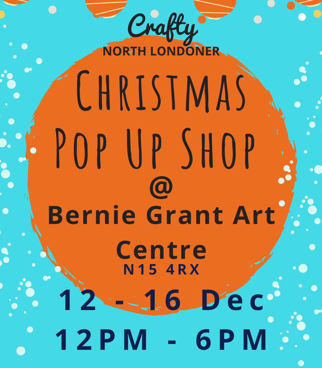 🎄Christmas in Tottenham Pop Shop🎄

Love #Handmade? Love #SmallBiz? Love #Local and #onlinecraft? Pop along to our #Popupshop ❤
Where: @BGACentre, #Tottenham