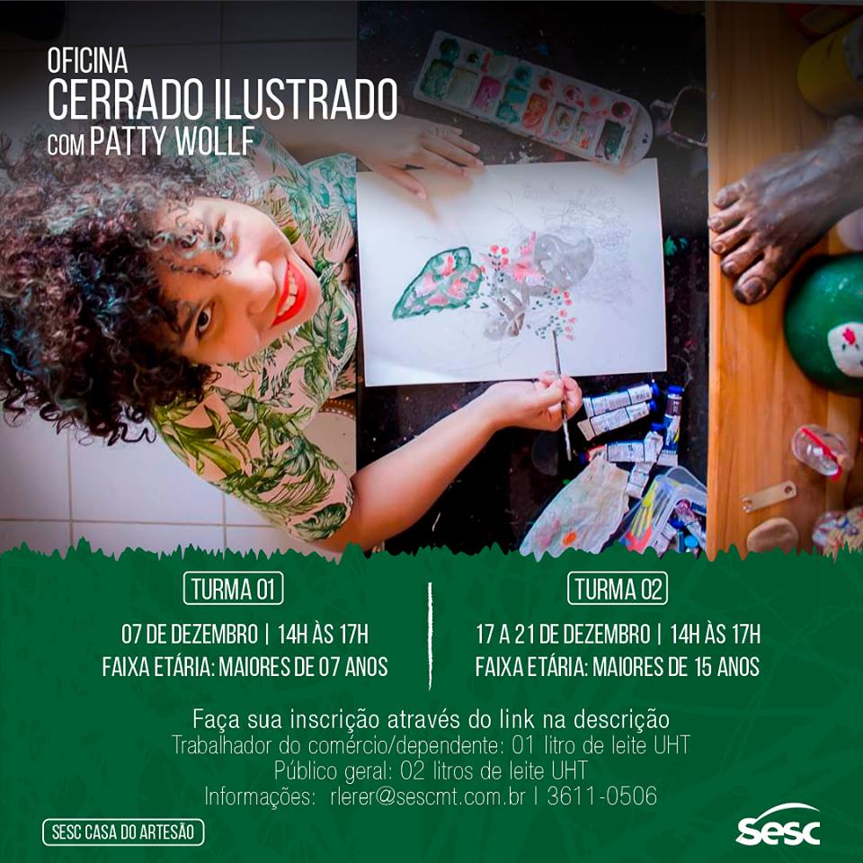TÁ CHEGANDO! E você já fez sua inscrição? Não? Então corre porque as vagas são limitadas. Vem com a gente construir novos conhecimentos sobre aquarela e as práticas da ilustração. #SescMT #ToNoSesc