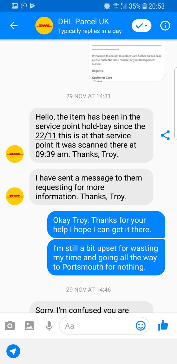 travis_buckle's tweet photo. @DHLParcelUK what the hell is going one with you guys? 

I've been fucked around for 2 weeks straight. https://t.co/ao4s75w0Il