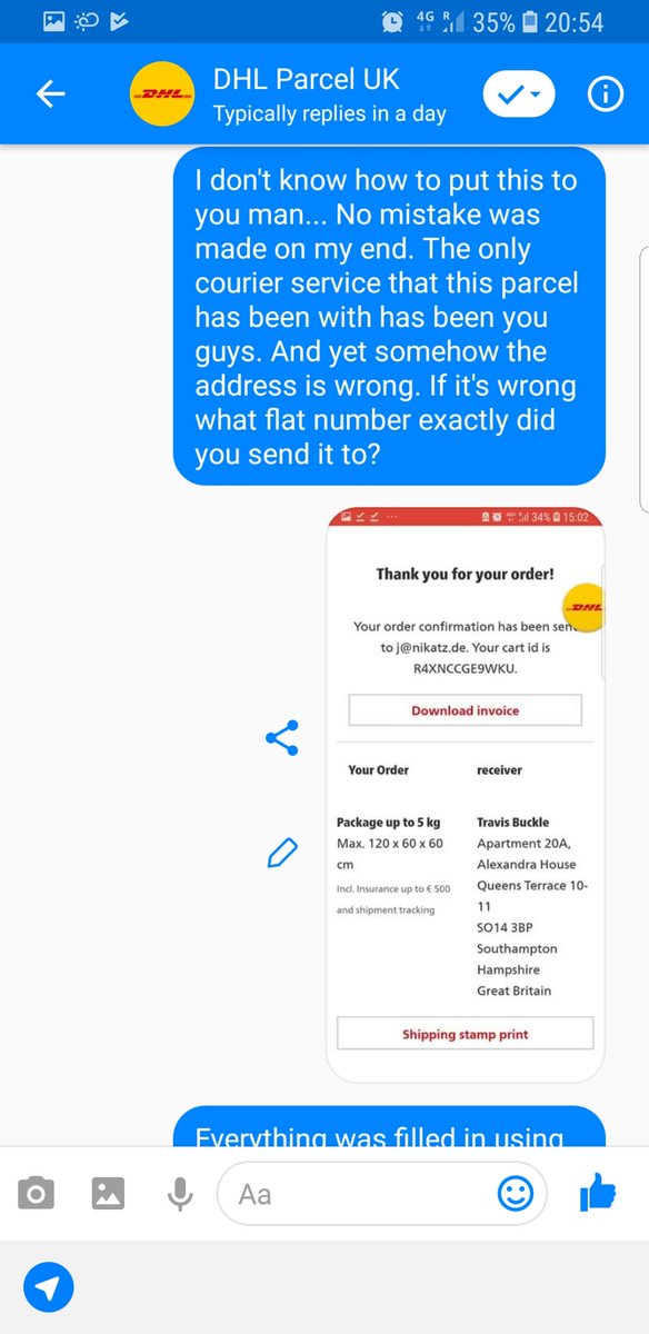 travis_buckle's tweet photo. @DHLParcelUK most pathetic service I've ever had in my life https://t.co/R2T8Wflz6I