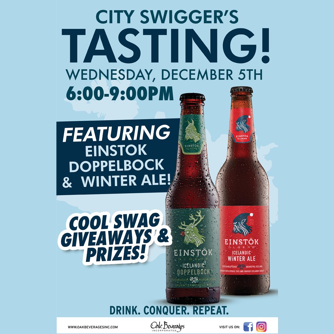 Oak Beverages Inc on Twitter "Tonight CitySwiggers an Einstok Tasting