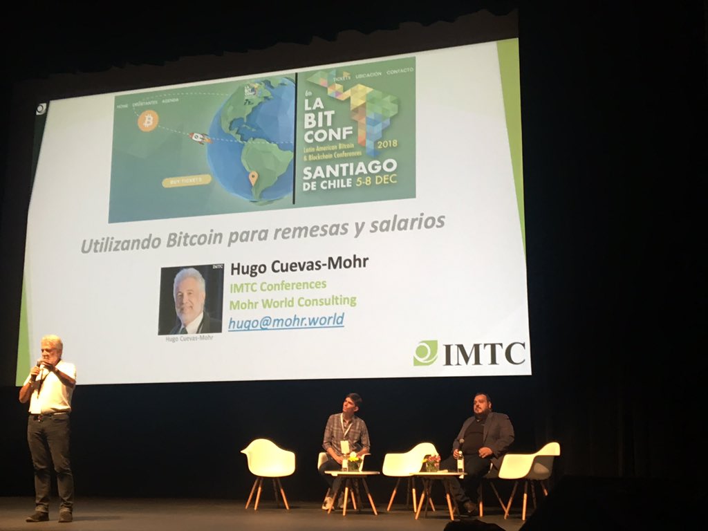 ExecForecast's tweet photo. @hcmohr at #labitconf2018 on one of the biggest topics: Using bitcoin for remittances and wages.
#remittances #bitcoin #blockchain https://t.co/6zWtIwVlUh