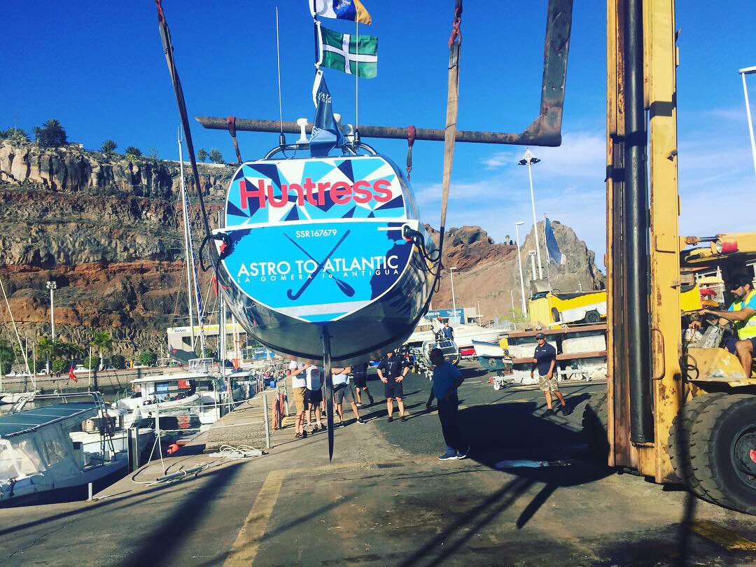 Huntress is in the water!💙She is looking fab in the La Gomera sunshine - can’t wait to get out training. Thanks OHJAY Creative &amp; Future Client for all your superb graphics😍It’s been 18 months of prep to get here - thank you to our amazing sponsors for being part of our journey.