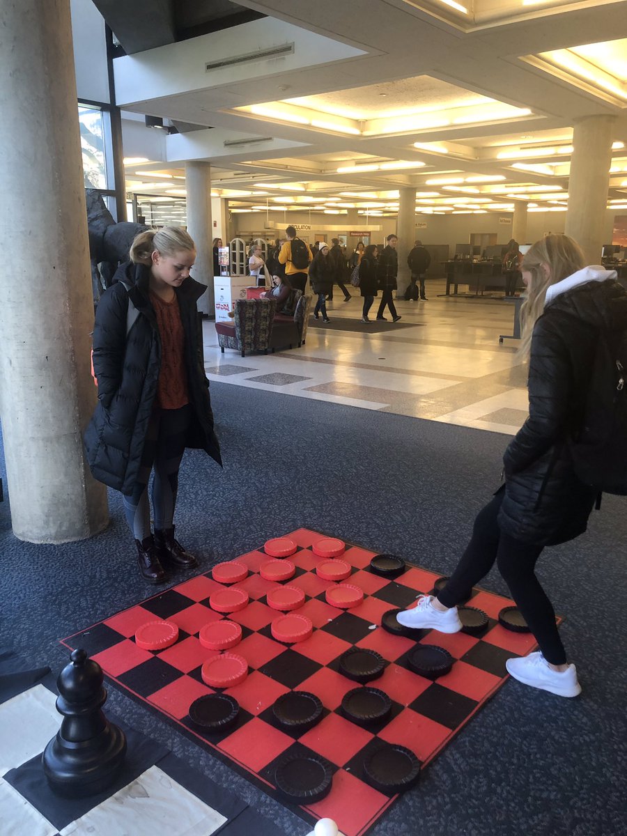 ISU_Library's tweet photo. Happening now @IowaStateU Library - #BarksAtParks - through Friday. Other de-stress activities, too. #Checkers #Chess #Puzzles #ChairMassage  Follow the 🐾 to the best study break ever... @bewellisu https://t.co/gBWZXdXtma
