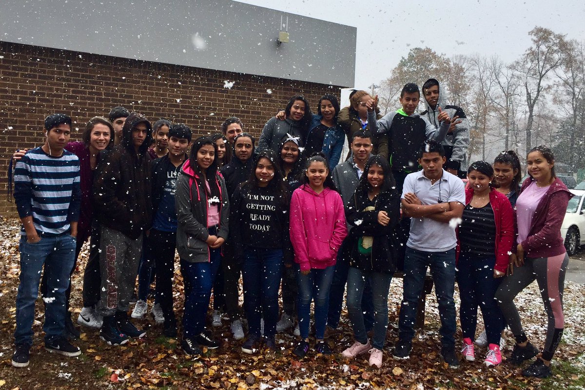 LCB_ESL's tweet photo. ESL teachers occasionally get to witness the thrill of teenagers seeing snow for the first time. 🥰 
@lcbirdprincipal #oneCCPS #ESL #snow https://t.co/uwhDmAXUJJ