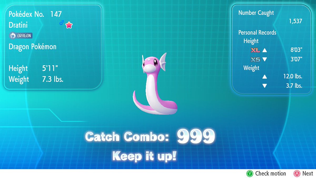 Finally, I caught my shiny dratini.
 #PokemonLetsGo #NintendoSwitch