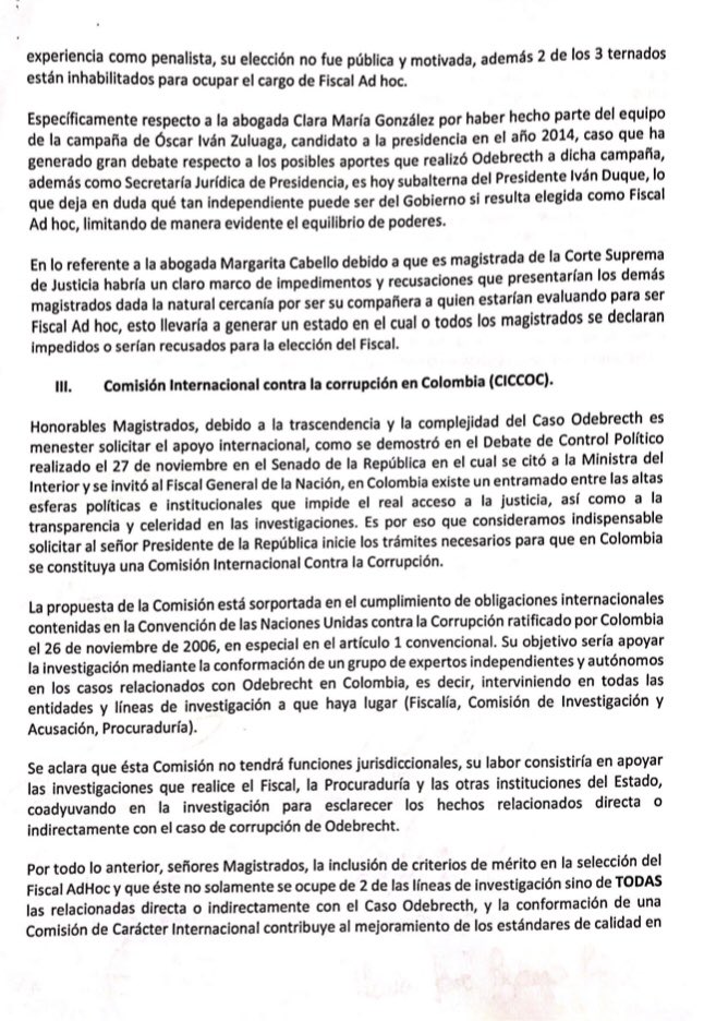 AngelicaLozanoC's tweet photo. Carta a la Corte Suprema pedimos que DEVUELVA la terna #FiscalAdHoc porque:

- No cumple criterios de mérito que ordena la Constitución cuando un cuerpo colegiado (Corte) elige a servidor público.

- 2 personas ternadas están inhabilitadas.

- Insistimos en #ComisiónInternacional https://t.co/FfnbBzqjyf