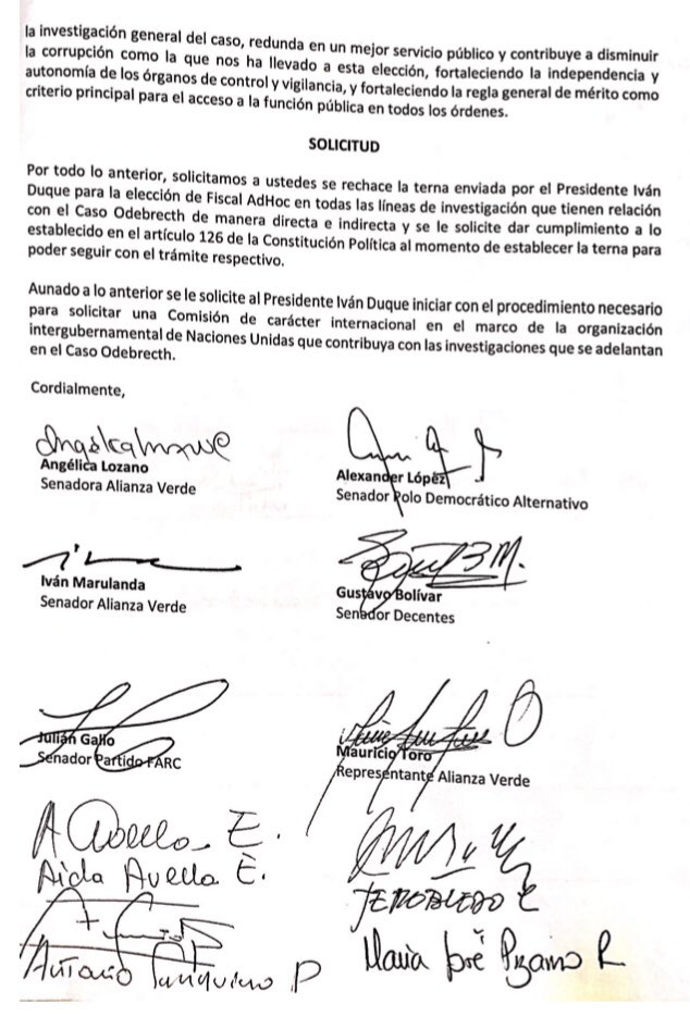 AngelicaLozanoC's tweet photo. Carta a la Corte Suprema pedimos que DEVUELVA la terna #FiscalAdHoc porque:

- No cumple criterios de mérito que ordena la Constitución cuando un cuerpo colegiado (Corte) elige a servidor público.

- 2 personas ternadas están inhabilitadas.

- Insistimos en #ComisiónInternacional https://t.co/FfnbBzqjyf