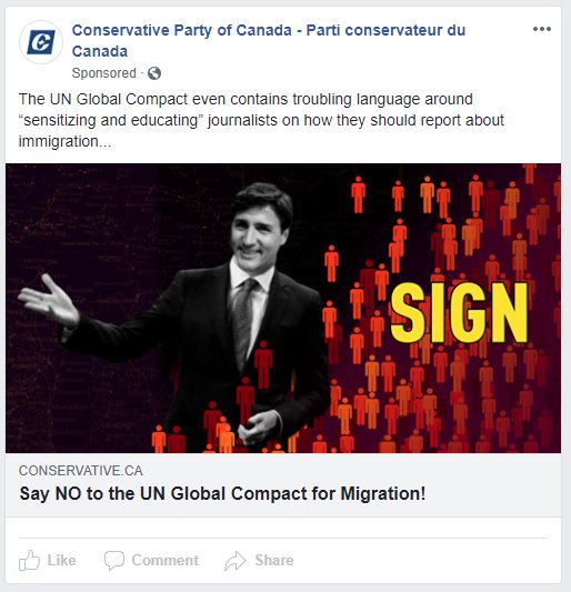 braedencaley's tweet photo. Just in case it wasn't *already clear enough* that Andrew Scheer was making a divisive, cynical play to his base (or Bernier's base) with today's immigration statements, he already had the CPC fundraising ads ready to go. #SameOldConservatives #cdnpoli https://t.co/VMjVXJD2xG https://t.co/FDBGnr2tM5