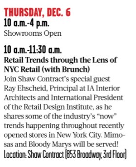 IAarchitects's tweet photo. A quick reminder that our friends in the #NYC area can celebrate #nymarketweek tomorrow morning with @RayEhscheid as he discusses #retail trends from a distinctly New York perspective. #retaildesign @designretailmag https://t.co/5plF986FcM