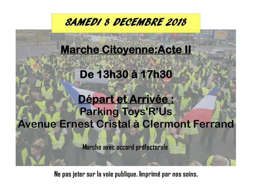 anja15813's tweet photo. Marche citoyenne des #giletsjaunes à Clermont-Fd ce samedi! Venez nombreux, venez en jaune ✊✊On va leur montrer qu'on est déterminé !! Force et courage ! 💛
#OnLacheRien #cestpasfini #Revolution2018 #MacronDégage
@lamontagne_fr @FBAuvergne @fi5eme63 https://t.co/lOt054c0Za