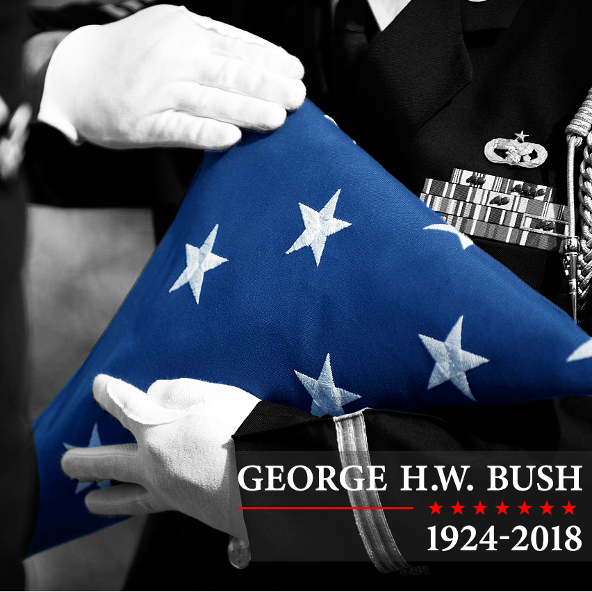 On #NationalDayOfMourning we join the nation in remembering President George H.W. Bush. We honor his service to our nation as a WWII Navy Pilot, Statesman, and Commander In Chief.