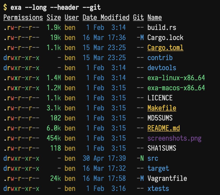 exa: A modern replacement for ls.

the.exa.website