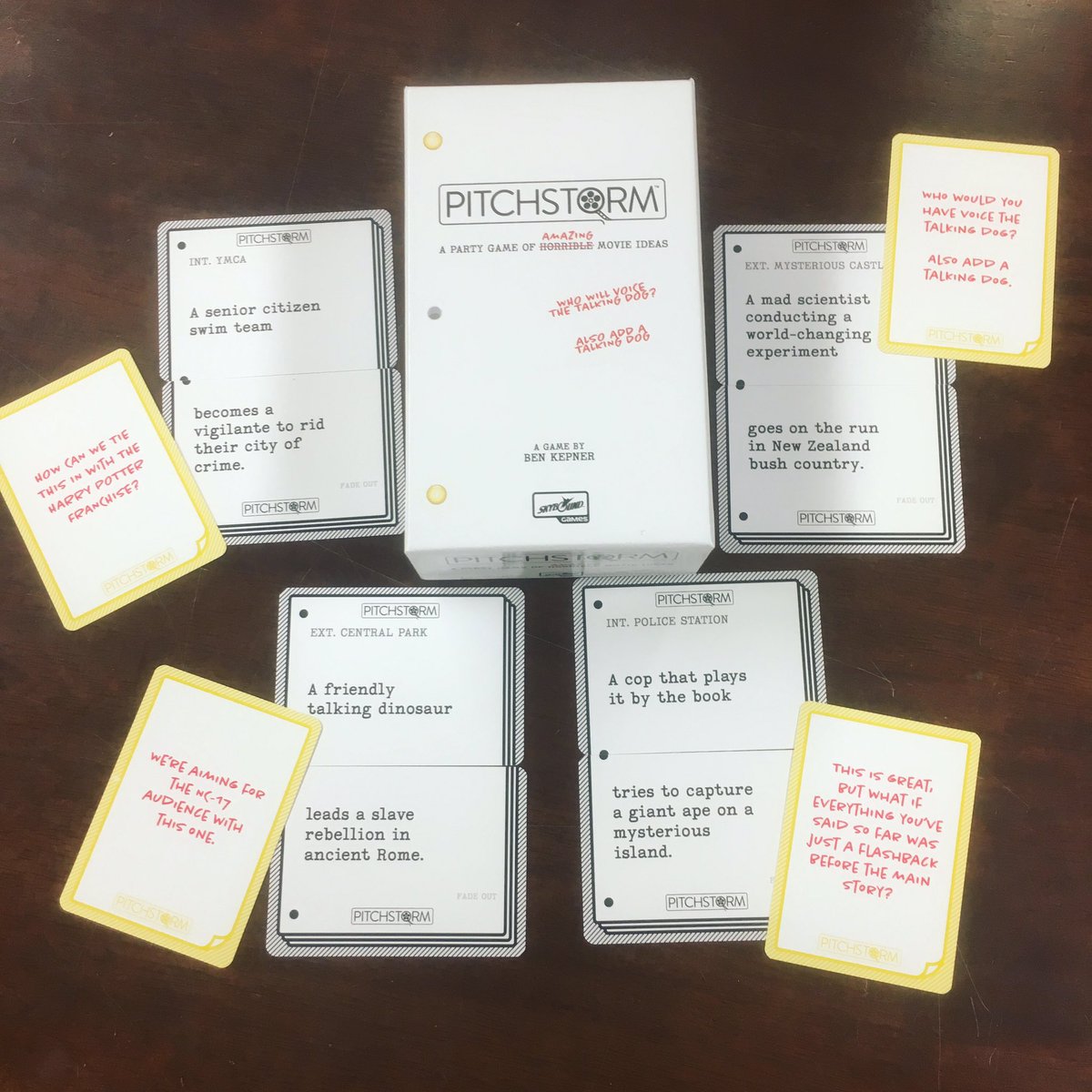 Can you turn a senior citizen swim team vigilante movie into the next summer blockbuster? And tie it in with the Harry Potter franchise? Find out in the party game of ̶h̶o̶r̶r̶i̶b̶l̶e̶ amazing movie ideas from <a href="/skyboundgames/">Skybound Games</a>, Pitchstorm! #boardgames #partygames #pitchstorm