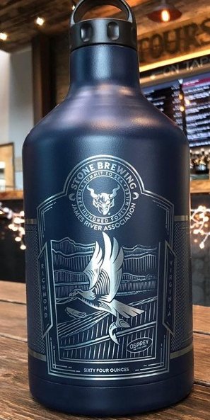 themajoreasy's tweet photo. Good work, great partners. 

Tonight we're very proud to release the @stonebrewingrva x @jravirginia 64 OZ. Vessel line. Limited quantities and 10% of all sales go directly back to @jravirginia to support stewardship of the James River and all of its natural resources. https://t.co/MKGBqrgD9K