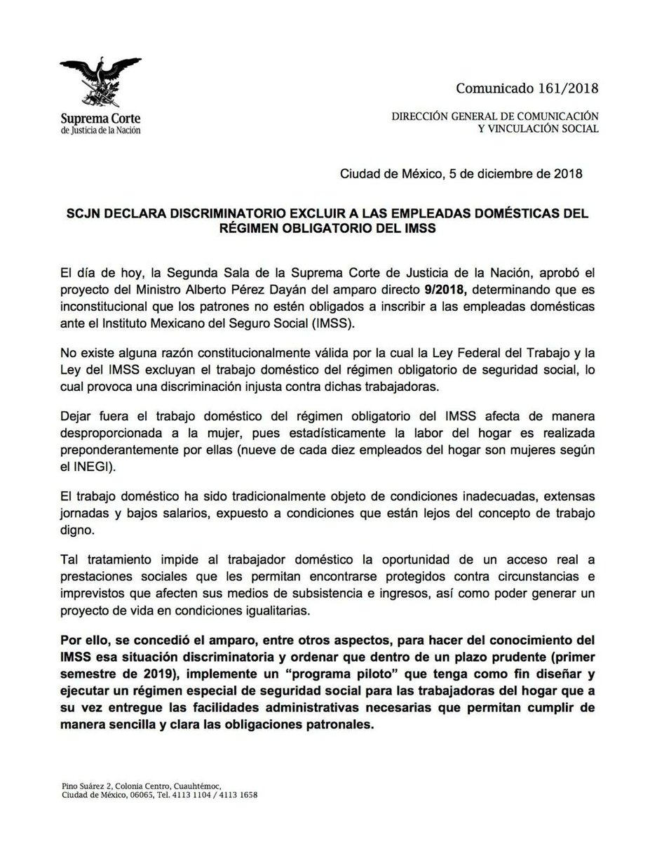 ilsb_ac's tweet photo. Hoy la @SCJN ha declarado unánimemente q #TrabajadorasDelHogar deben tener seguridad social obligatoria y prestaciones de ley. Ha sido un largo camino de lucha de ellas x sus derechos.¡Celebramos este fallo histórico! Es un paso por la igualdad y justicia social en nuestro país. https://t.co/hoVTivix0u