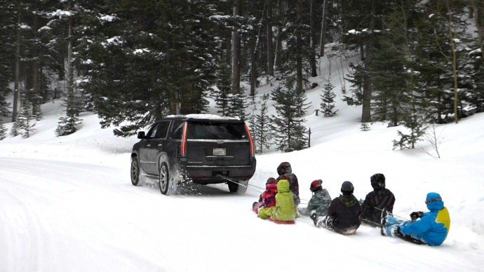 DougsCadillac's tweet photo. Our type of sledding. #Escalade https://t.co/lvZOa3W9t1