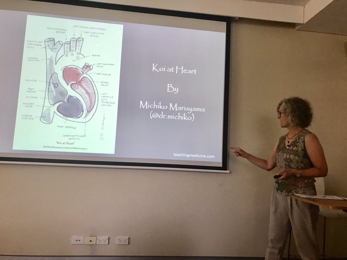 QRNHub's tweet photo. Dr Carol Ann Courneya sharing art made by medical &amp; dental students as a way form of learning at our final guest lecture for the year w @blackdoginst @KBoydell @SallyNathanUNSW https://t.co/TwCRPmUEEp