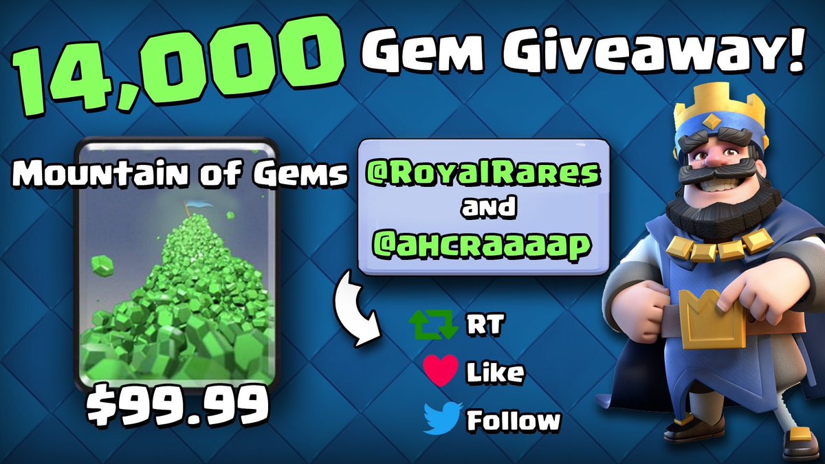 Giveaway / Mega Sorteo💵
14,000 Gems 💎 

Requirements / Requistos ‼️
Retweet 🔁
Like ❤️ 
Follow / Seguir  ➡️<a href="/ahcraaaap/">Joshua Sharon/Jauan Jennings Fan Account</a> <a href="/RoyalRares/">aña</a> ⬅️
Winner in 7 days / Ganador en 7 dias🍀

We will be checking if you’re following / Estaremos comprobando si estás siguiendo 👀
