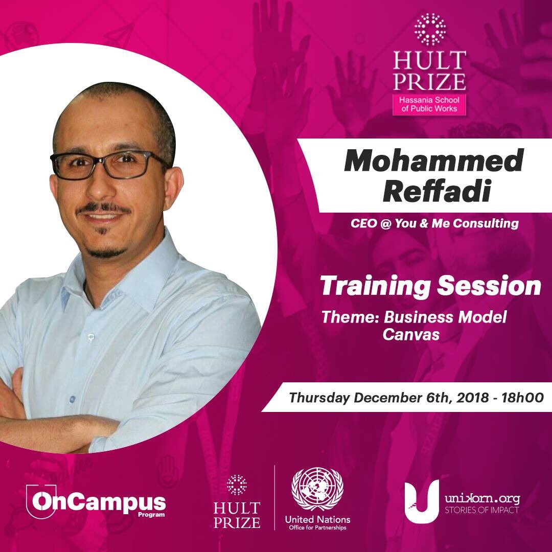 HultPrizeEHTP's tweet photo. 🔥 BIG ANNOUNCEMENT 🔥

Mohamed Reffadi, the famous entrepreneur and founder of You &amp; Me Consulting will be our mentor for our next training session for the competing teams at Hult Prize @EHTP.

This training session will be about the business model canvas

#HP19 #HultPrizeEHTP https://t.co/krsgME8wYM