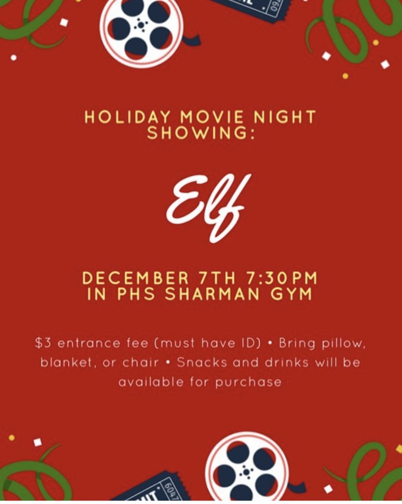 pantherasb's tweet photo. Don’t forget about our movie night this Friday! Open to all schools with ID!! @monacheasb @GraniteHillsASB @hmaknights @strathmoreasb hope to see you all there :)) 🎄🎅🏻 https://t.co/wmLmRqOLys