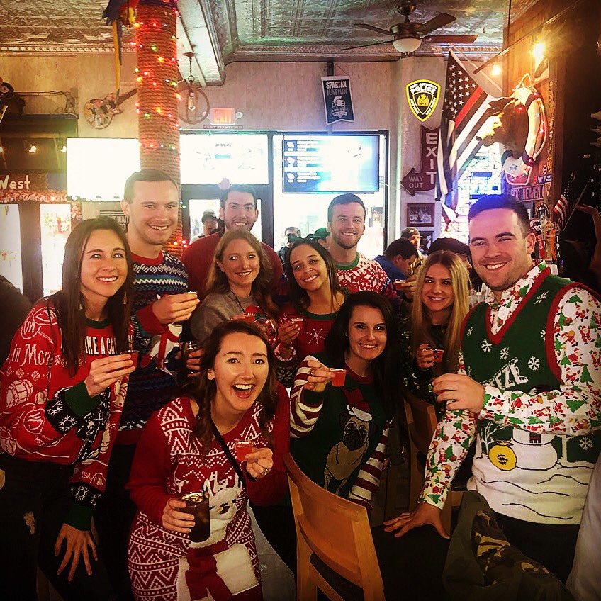 DrinkswMary's tweet photo. CaptIn Morgan and Holiday sweaters #DiageoRep #CaptainMorgan #UglySweater #TisTheSeason https://t.co/X31YBURJxf