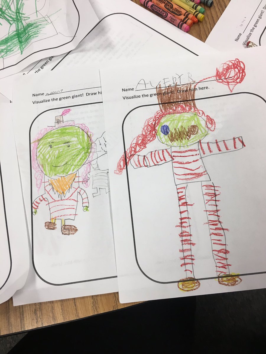 calewisaart's tweet photo. Kindergarteners visualizing The Green Giant by Jack Prelutsky. @AldrinEagles @fcpsaap @MsKLauer https://t.co/2i2txrvirx