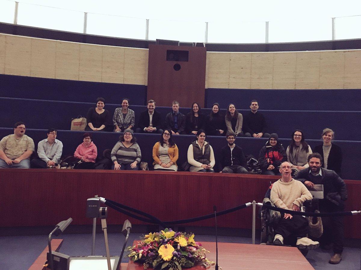 The #citizenshipproject @MilesNadalJCC for young adults w developmental disabilities had a great visit to City Hall. Participants had grt questions about accessible + supportive housing, transit, and policing and disability. TY to Councillors @joe_cressy and @BradMBradford!