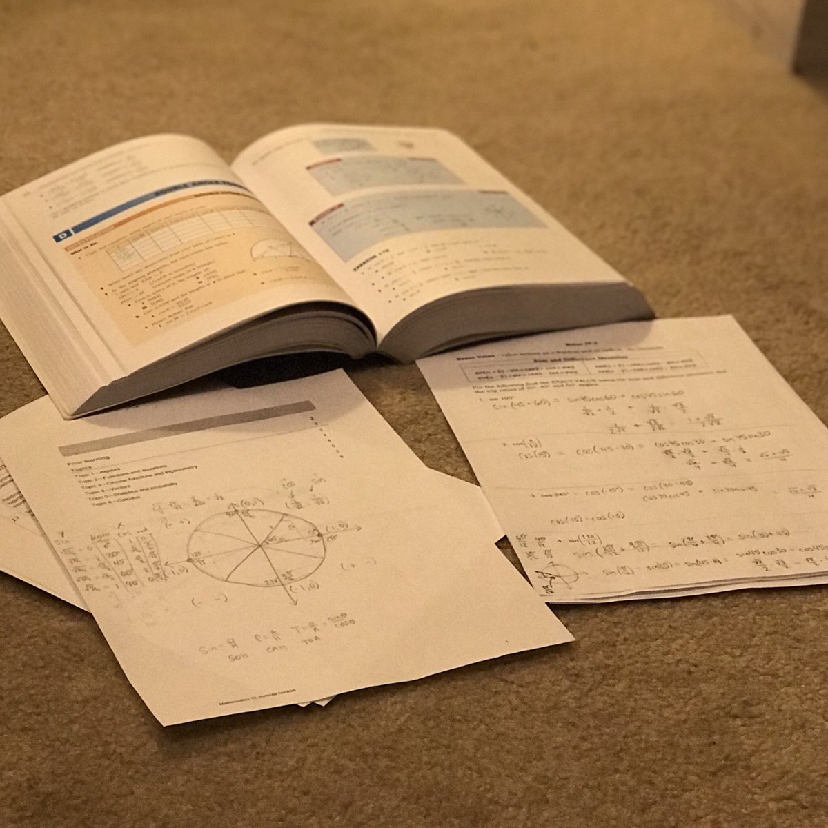 smiller_educ8or's tweet photo. Doing my math HW tonight in preparation of coteaching an IB SL 1 lesson tomorrow... trying to remember how to do trig without a calculator... being resourceful using @khanacademy &amp; @mathspace to study &amp; @Desmos to check!
#trigidentities #doubleangle #unitcircle #perseverance https://t.co/SHRczmtuM1