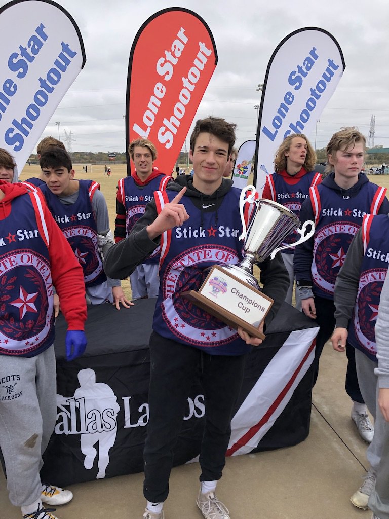 Several HS boys players wrapped up fall travel play: 1. Jimmy Kehoe, Cam Johnson and Chase Bonds out at the Blackjack Classic in Vegas w/ @ChaosLacrosse 2. Gavin Wilson with StickStar after winning the Lonestar shootout. <a href="/StickStarLax/">StickStar Lacrosse</a>