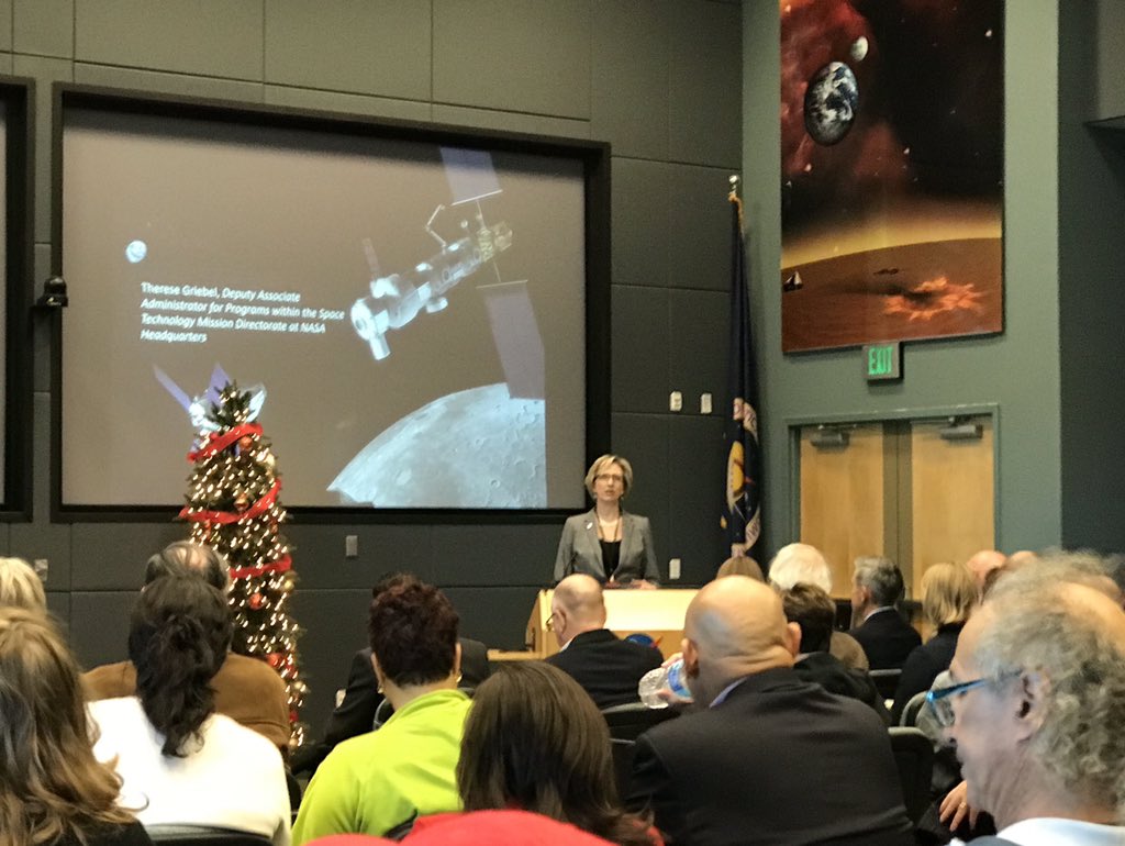 HinsonSTEM's tweet photo. Lady on my left in charge of the Cryogenic fuel experiments on CRS-16  Falcon mission to ISS. Deputy Associate Administrator for Space Tech Mission Directorate, Therese Griebel. Kids, she has an  electrical engineering degree! And you ask why I push engineering degrees in my STEM https://t.co/aMRUfjk5IY